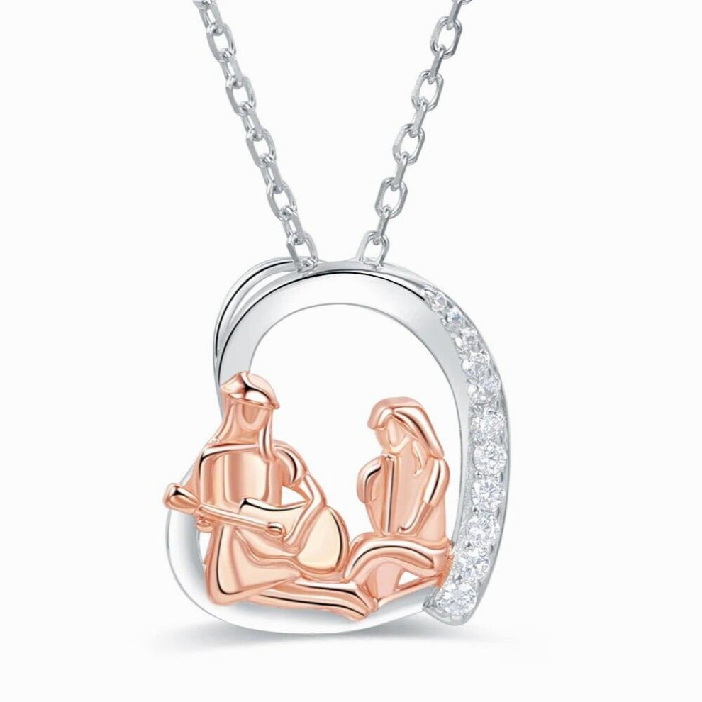 925-Sterling-Silver Sisters Necklace-Always My Sister Forever My Heart Pendant Birthday Friendship Jewelry Gift for Women