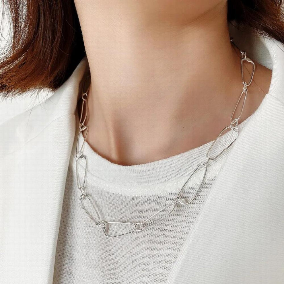 SHANICE 925 Sterling Silver Geometric combination necklace niche Necklaces for Women Chokers Collar Hip Hop Jewelry