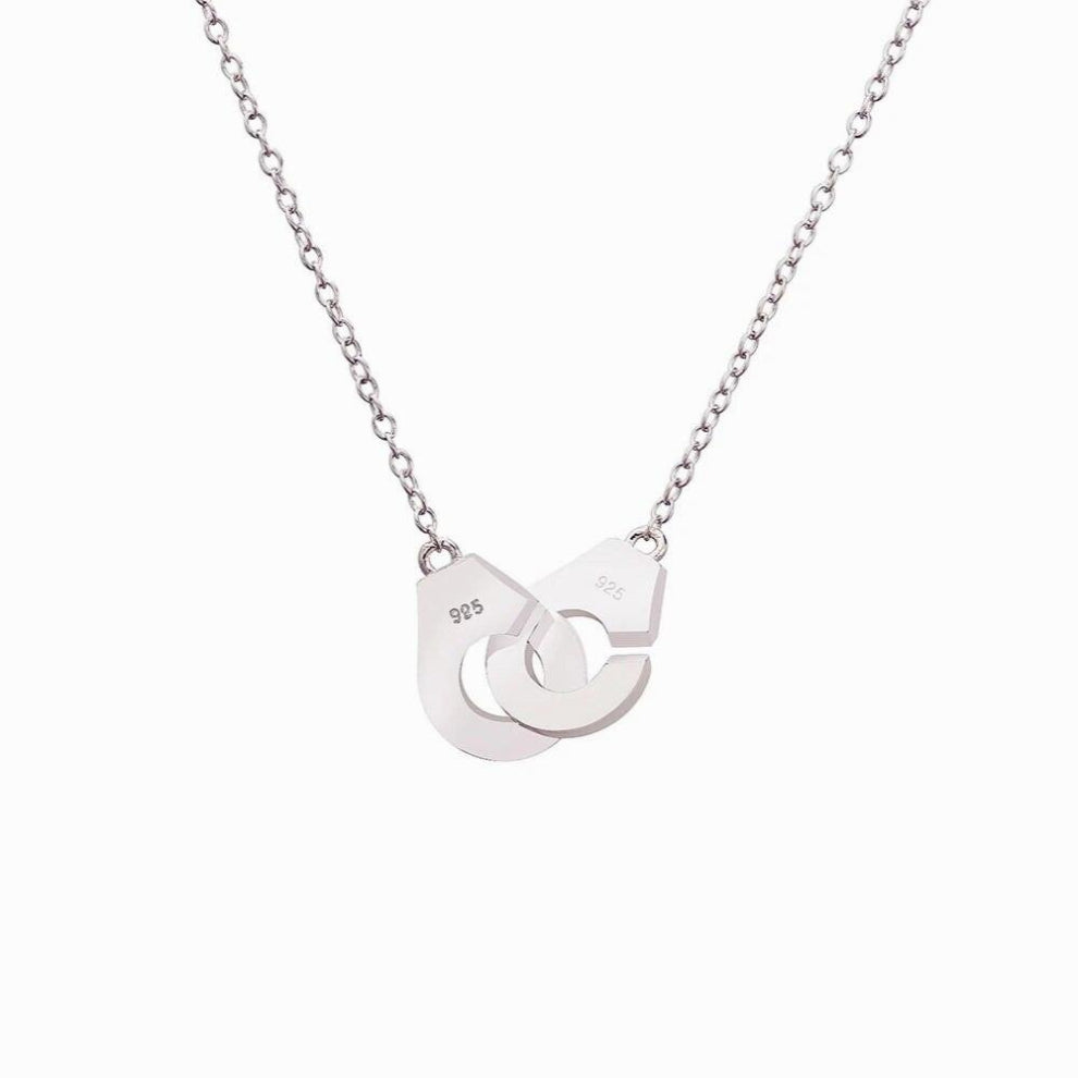 925 Sterling Silver No Stone Handcuff Long Chain Necklace For Women Christmas Gift French Punk Collier Jewelry