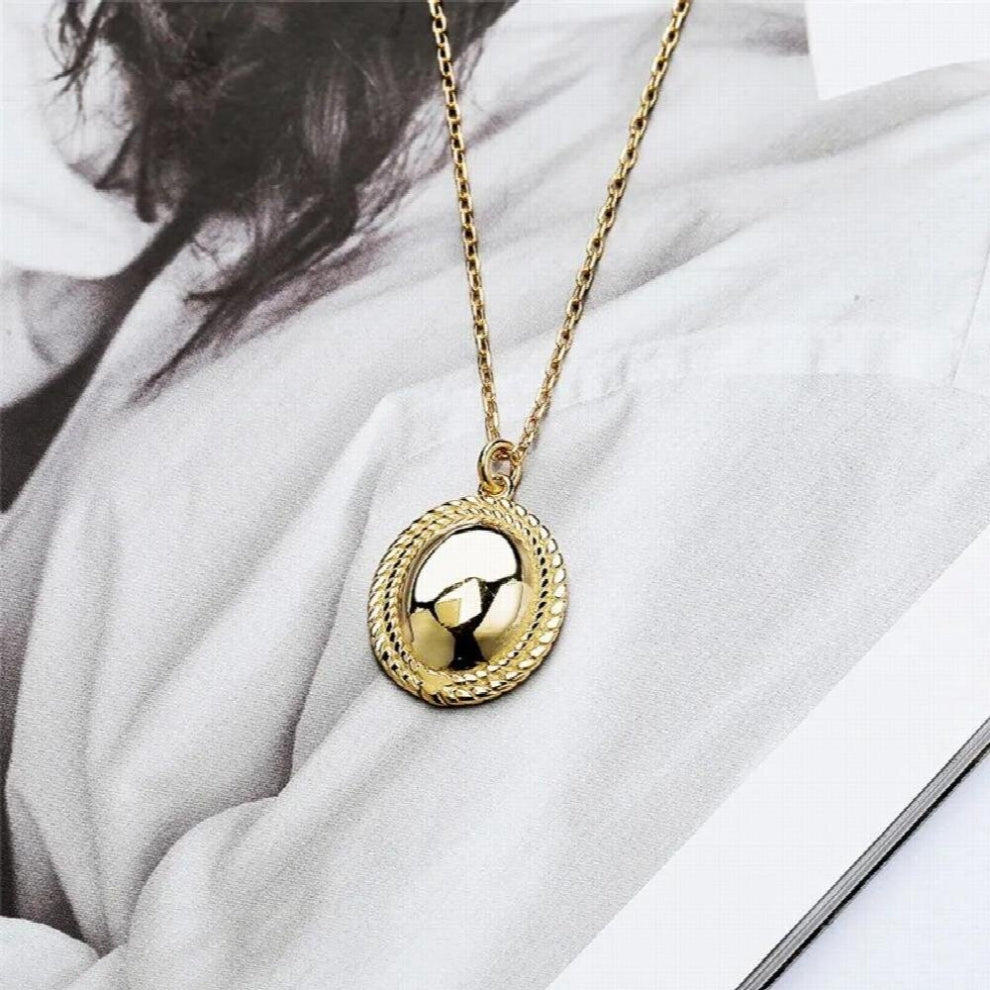 100% Real 925 Sterling Silver Glossy Oval Pendant Necklaces for Women Korea Chain Necklace Fine Jewelry Gift YMN183
