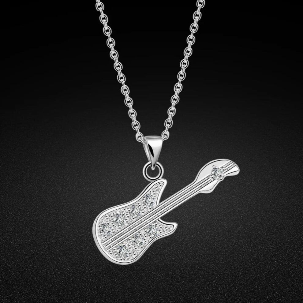 925 Silver Chokers Necklaces Daily Leisure Guitar Pendants For Women Fine Jewelry Gift