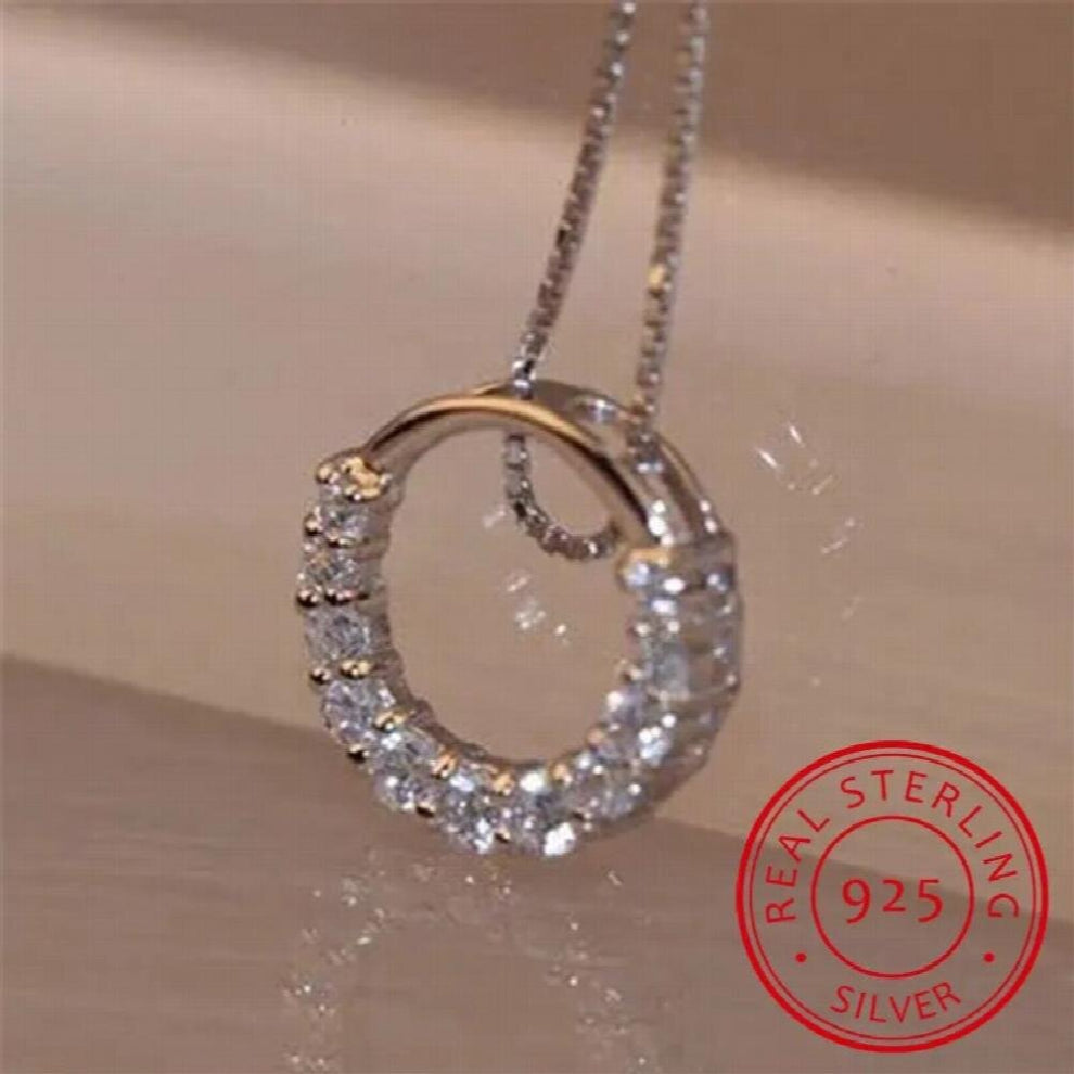Drop 925 Sterling Silver Necklaces Silver Round Crystal Necklace Pendants&Necklaces Jewelry Collar Colar