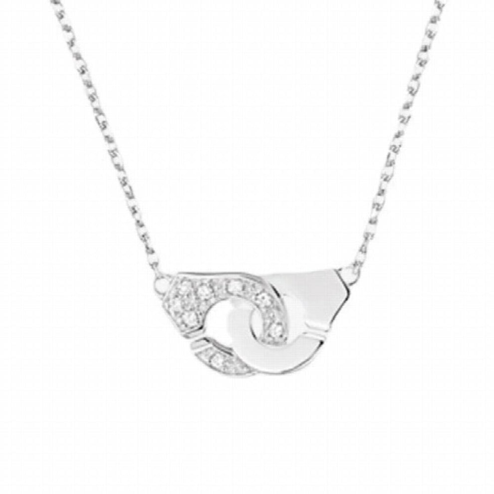 Menottes necklace full of diamonds 100% 925 sterling silver handcuff pendant for women jewelry