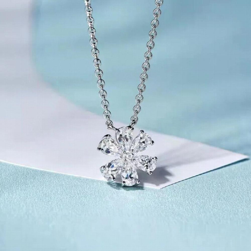 ruby necklace for women 925 Strling silver blood red flower-shaped snowflake simulation diamond chokers Necklaces