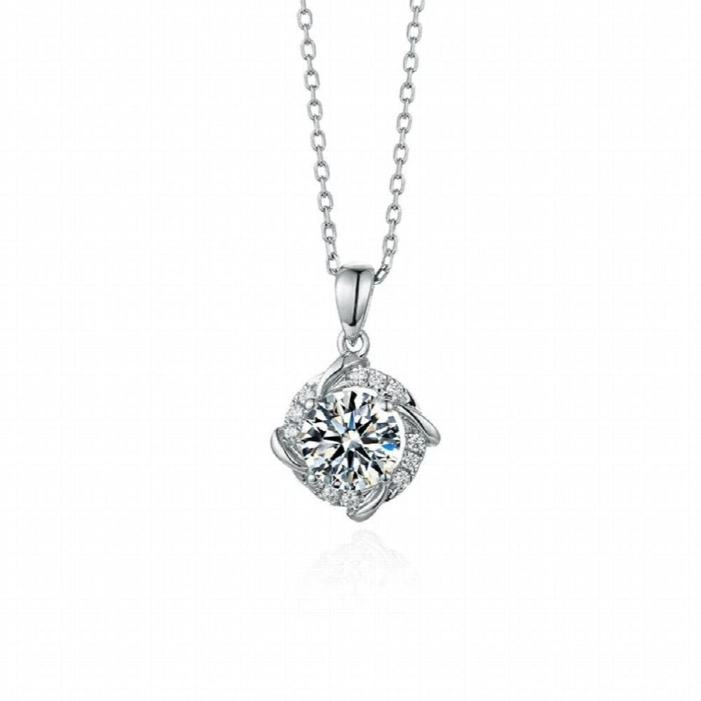 Moissanite Necklace1-2Carat D VVSI Gemstone Pendant 18K Plated Adjustable 925 Sterling Silver Chain Jewelry