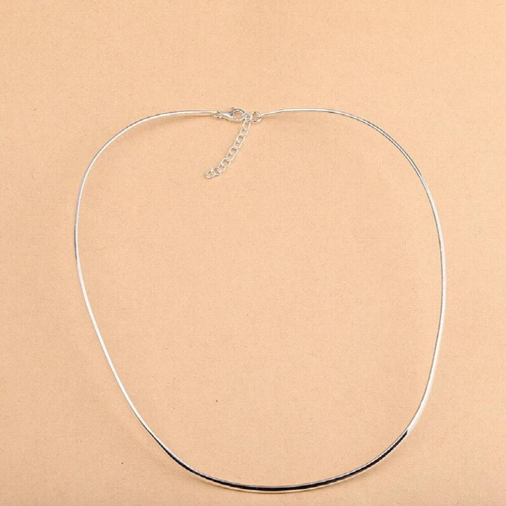 Real 925 Solid Silver 2-3MM Thin Flat Chokers Women Glossy Silver Necklaces NO Pendants Classic Jewelry Accessory C095