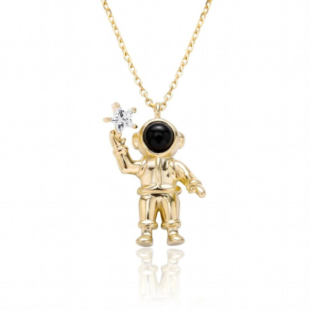 925 Silver High Personality Iced Out AAA+CZ Astronaut Pendant&Necklace Jewelry For Gift
