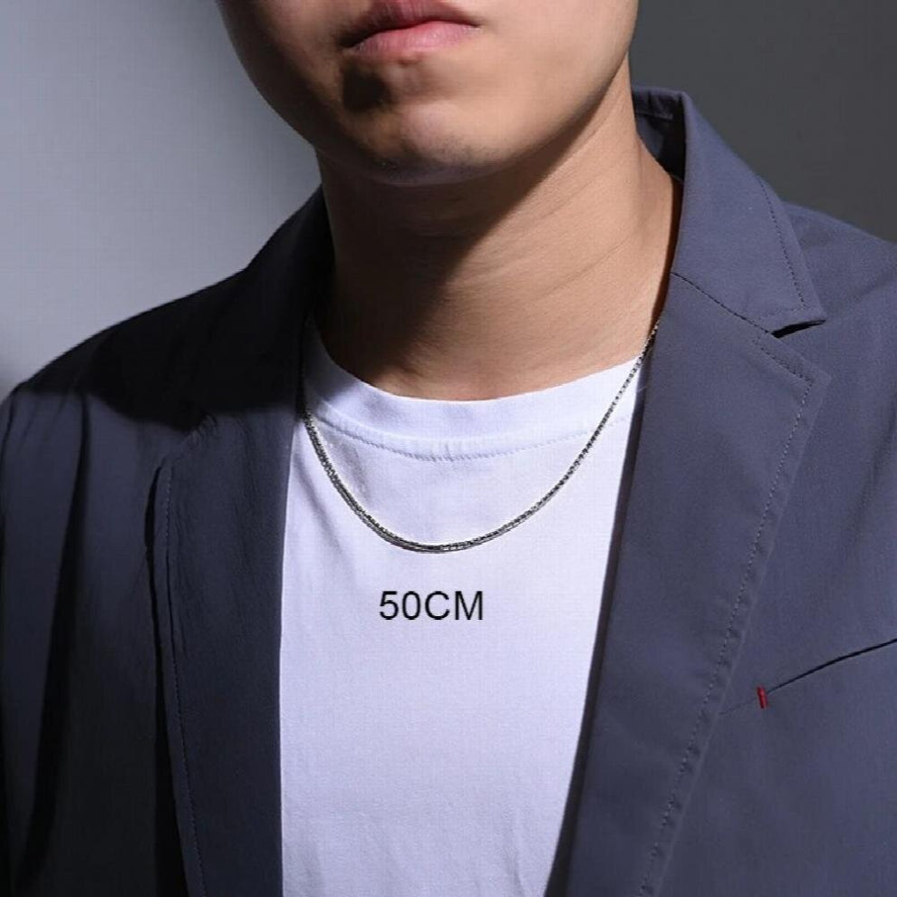 Box Chain For Men Women Solid 925 Sterling Silver 2mm Thickness Biker Man Jewelry