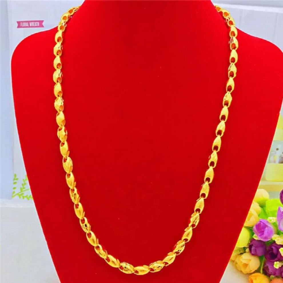 999 Pure Melon Seeds Necklace for Women Men Solid Plated Necklaces Chain Jewelry Wedding Engagement Fine Jewelry