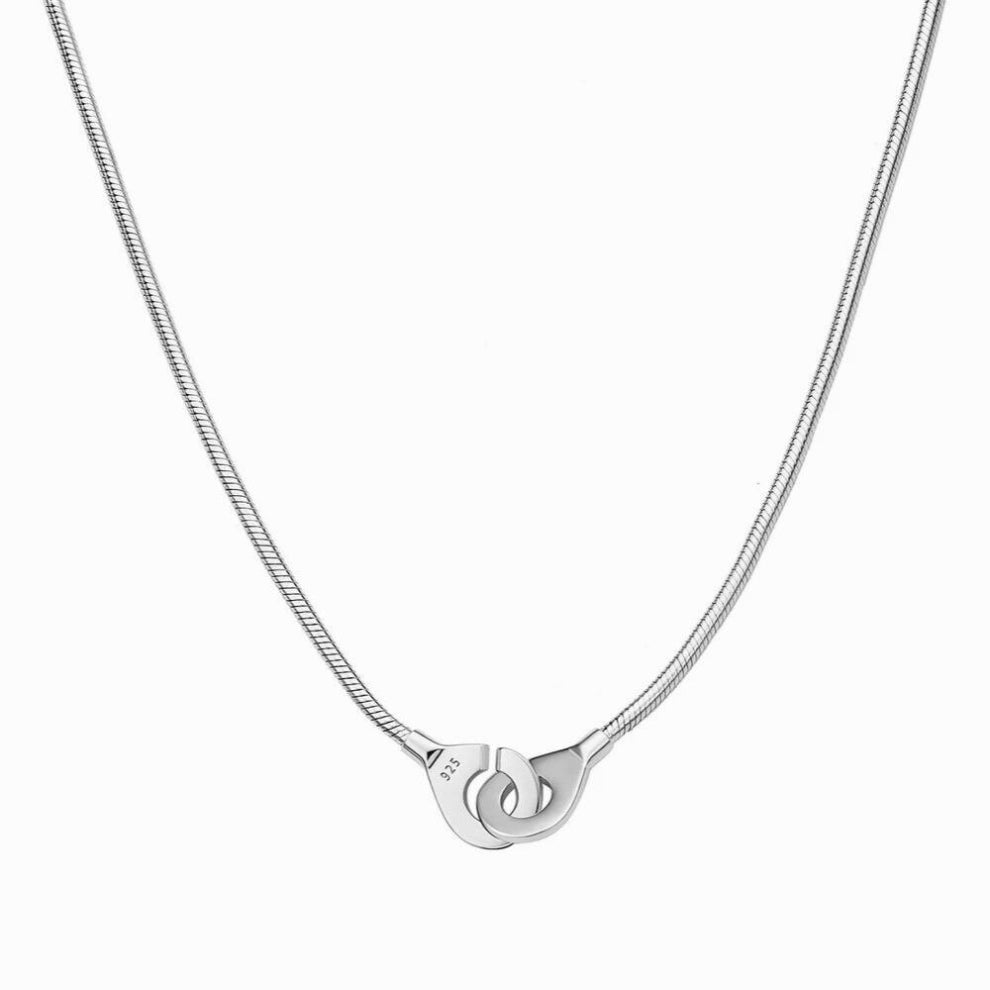 Real 100% 925 Sterling Silver Menottes Handcuff Pendant Snake Chain Necklace For Women Femme Fine Jewelry Make