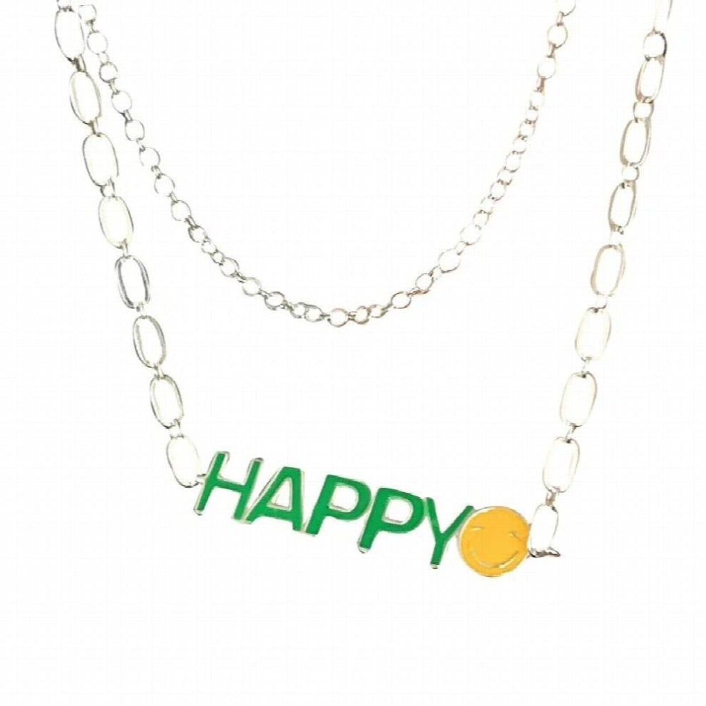 Lovely Colorful Letters Chokers Necklaces Women 925 Silver Two Layers Sweater Chain Birthday Party Necklace