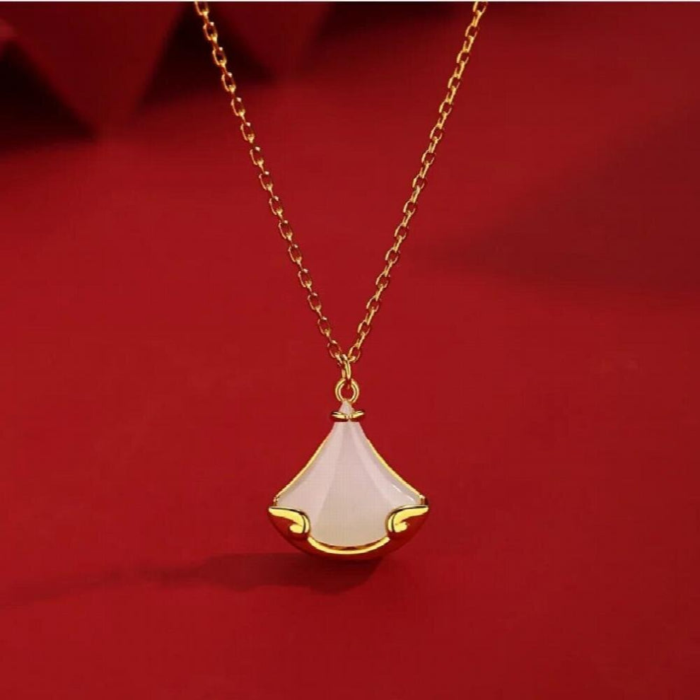 Christmas Ladies Natural Jade Little Skirt S925 Sterling Silver Necklaces Jade Necklaces Chokers Necklaces Jade Jewelry