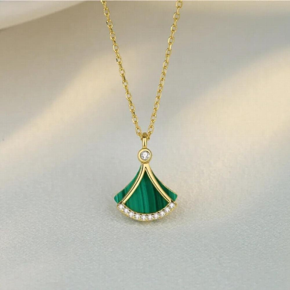 Gift Creative Skirt Natural Malachite S925 Sterling Silver Chokers Necklaces Jade Jewellery Silver Necklaces