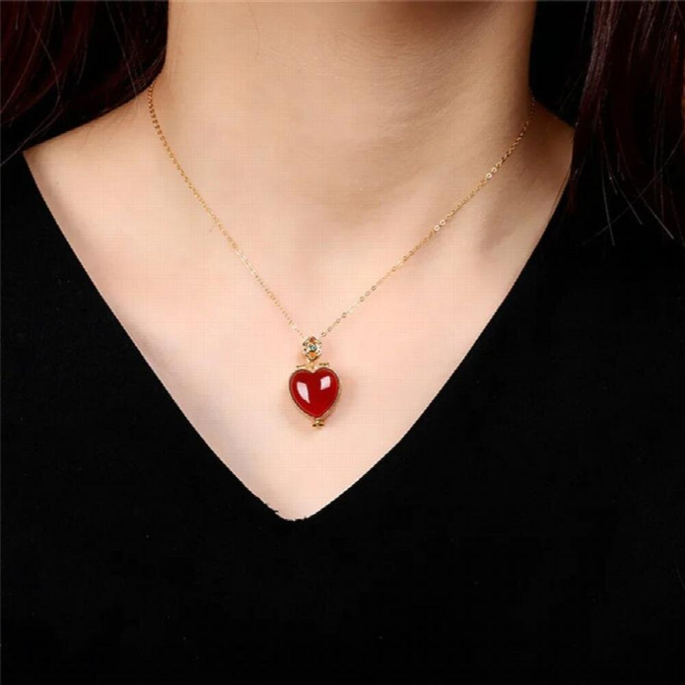 Opening Box Hollow Sachet Pendants Necklaces for Women Heart Agate Jewelry 925 Silver Ethnic Chokers Bijoux