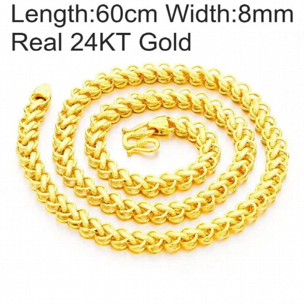 OMHXFC European Man Male Party Wedding Gift Long 60 Wide 10mm Knitting Real 24KT Chain Necklace NL62