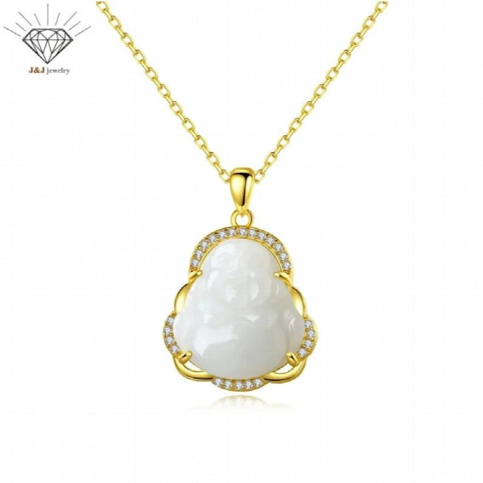 Mothers Maitreya Buddha Natural Jade S925 Sterling Silver Necklaces Silver Necklace Chokers Necklaces Jade Jewelry