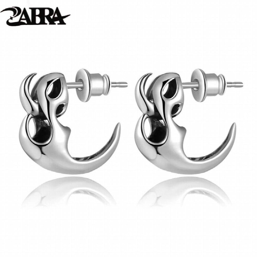 925 Sterling Silver Earrings Men High Polished Vintage Punk Skeleton Studs For Men Biker Jewelry For Male