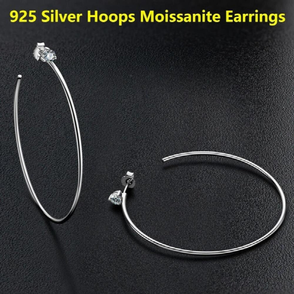 Earrings 925 Silver Hoops Women Big Hoop Earrings Moissanite Huggie 14k Plated Jewelry for Girls