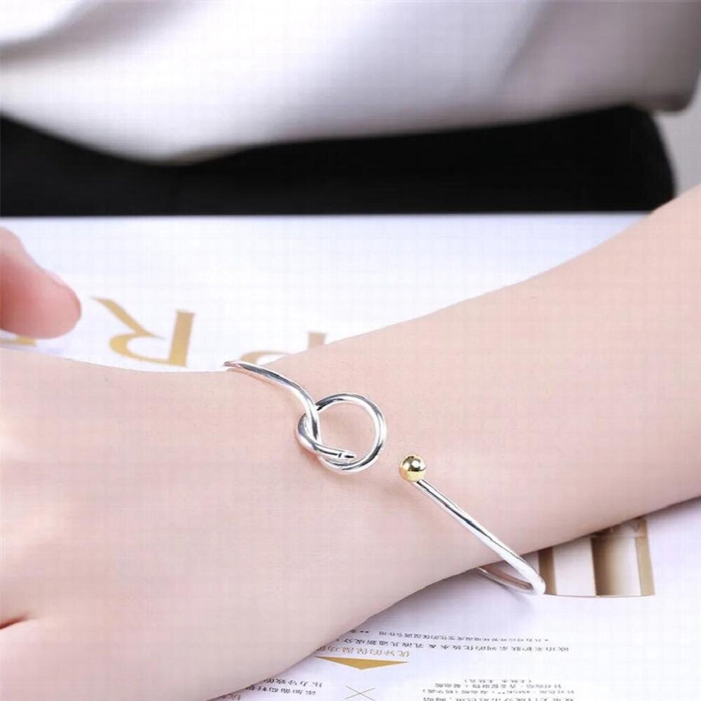 925 Sterling silver Twine Bangles Bracelets For Women Beads Opening Jewelry Christmas Gift