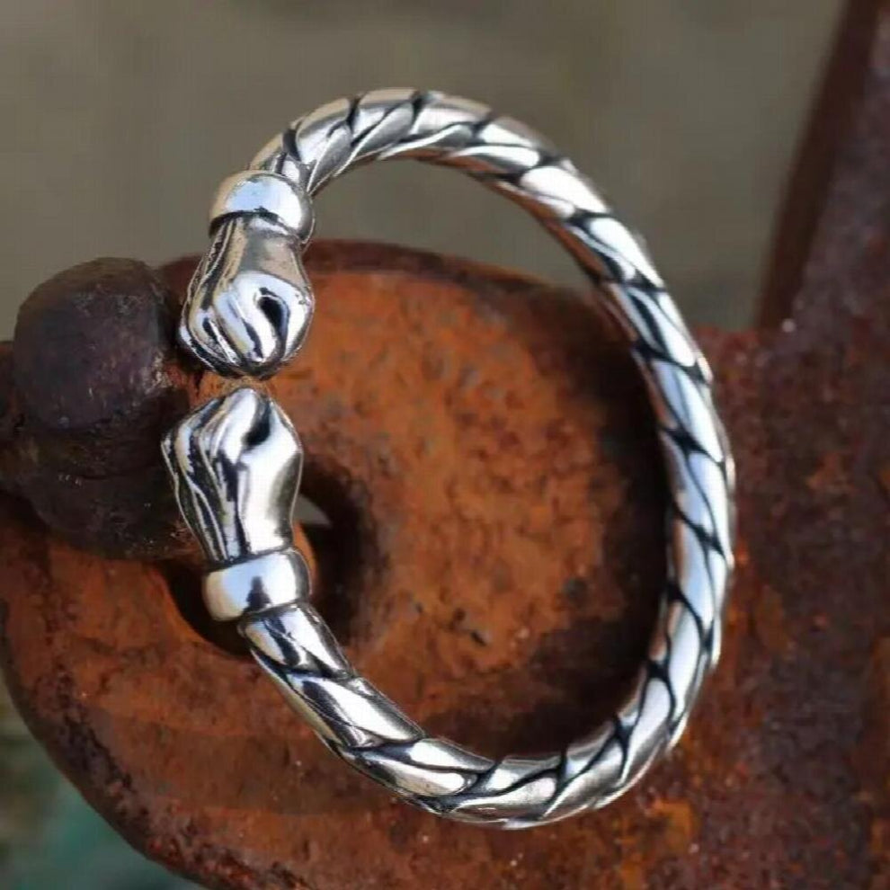 Domineering Silver Bangles Men And Women S925 Sterling Silver Personality Retro Solid Silver Open Boxing Bracelet Gift