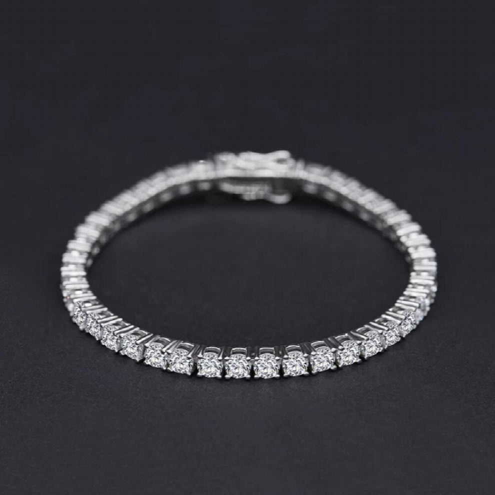 925 Sterling Silver 3mm Round High Carbon Diamond Bracelets for Women Bubble Drill Sparkling Wedding Fine Jewelry