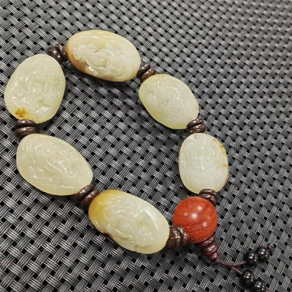 Hot Selling - Hand-carved Jade Raw Stone God of Fortune Bracelet Bangle Jewelry Accessories Men Women Luck