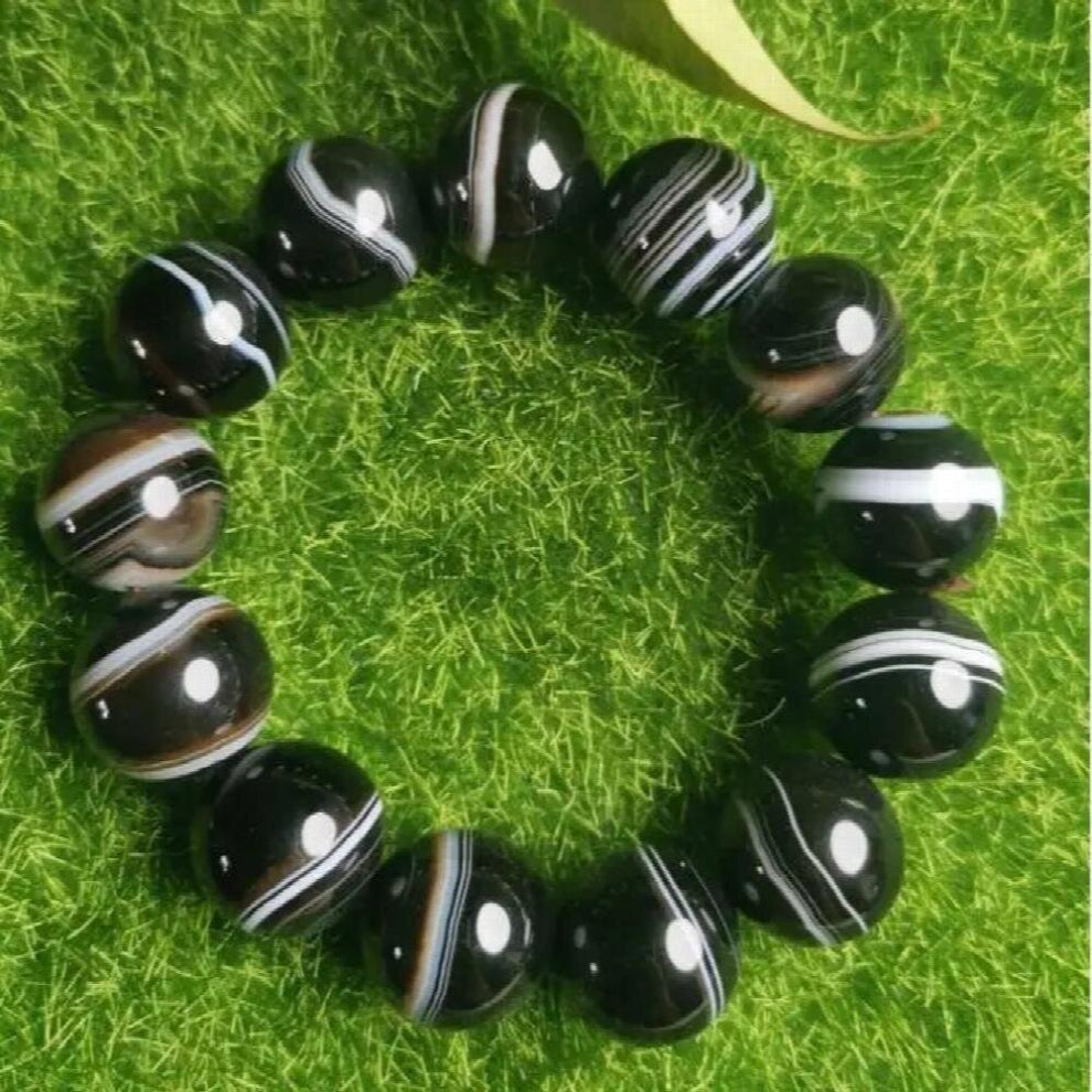 Natural Twined Agate Round Beads Single Ring Bracelet Joker Bracelet for Men and Women