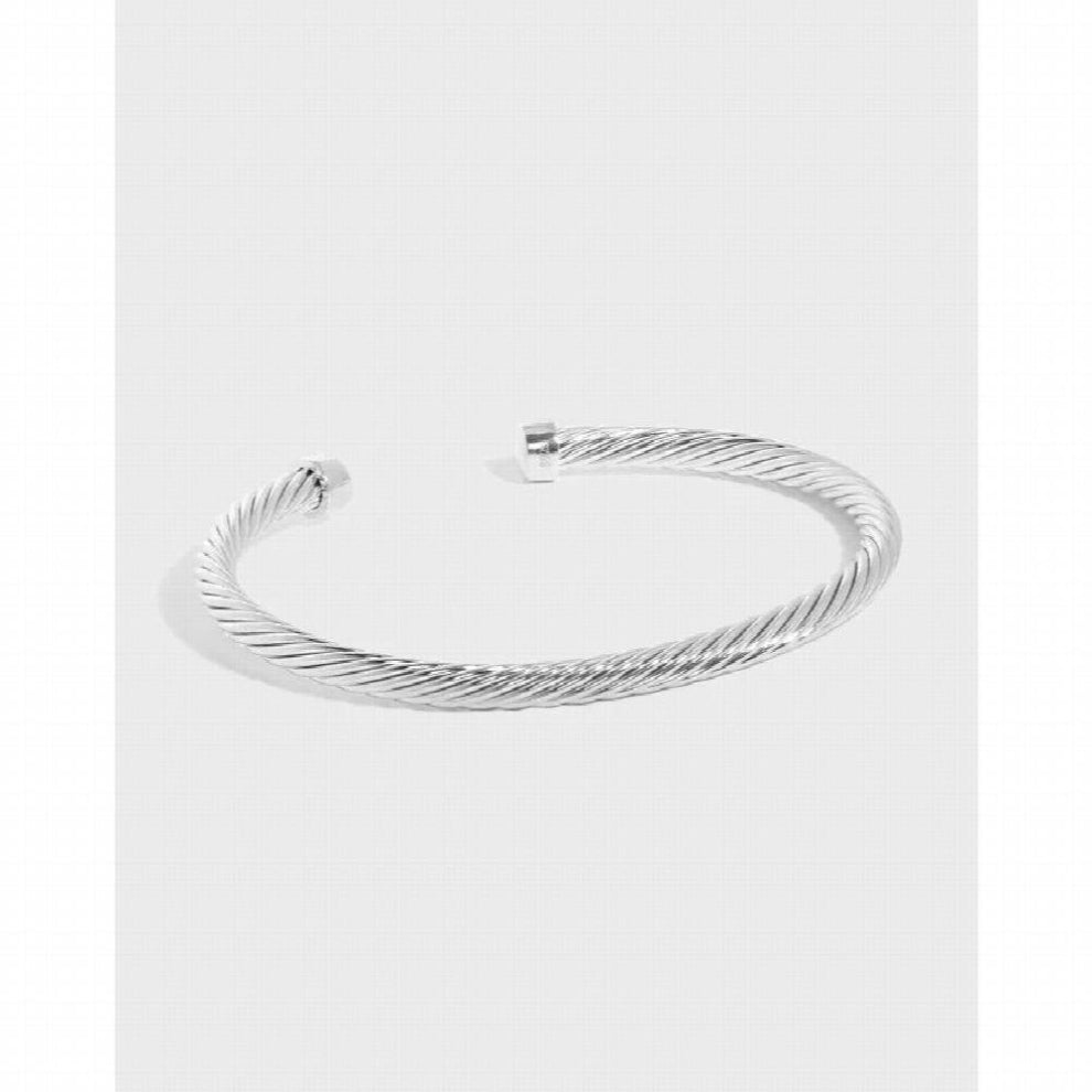 4mm 925 Sterling silver Twist Bangle cross grain Bangle Cuff Bracelet