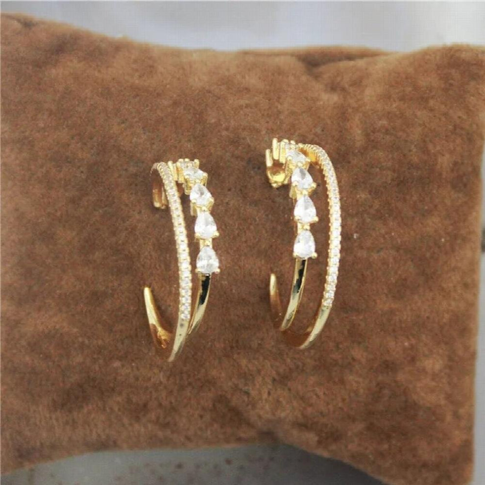 10pair-lot plated cz earring,plated cubic zircon round big circle hoops,new women love earrings