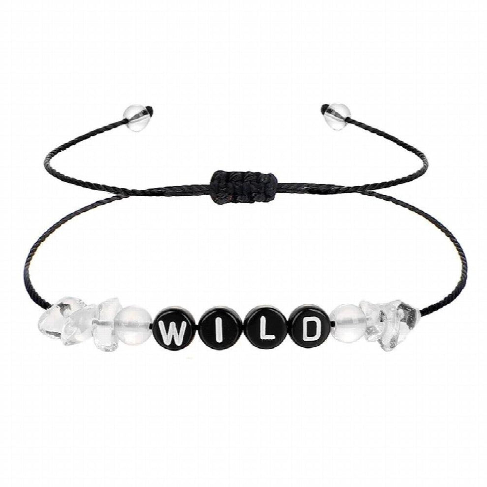 1pc Charms Rope Braided Bracelet Letters Gem Stone Chip Beads Bracelet For Men Women Bangles Wristband Jewelry