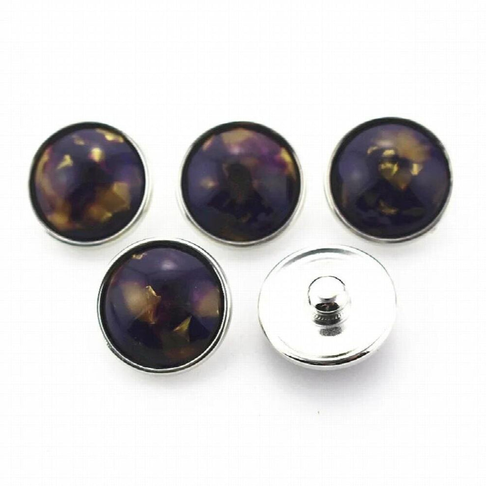 Hot 10pcs Dark Purple Resin Shell Natural Stone Snap Buttons 18mm Ginger Snap Bracelet&Bangles DIY Snap Jewelry Charm