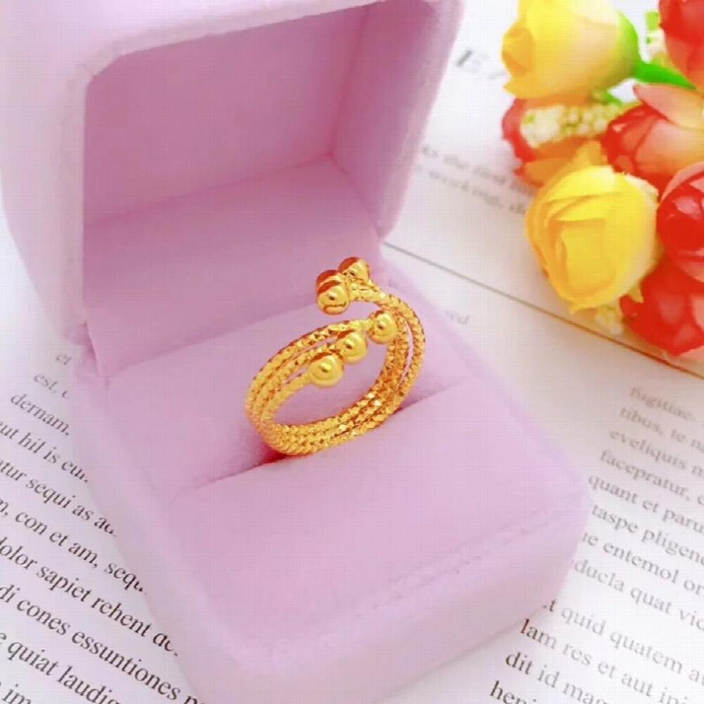 OMHXFC YM60 European Hot Fine Woman Party Birthday Wedding Gift Ball Wave 24KT Bracelet+Ring Jewelry Set