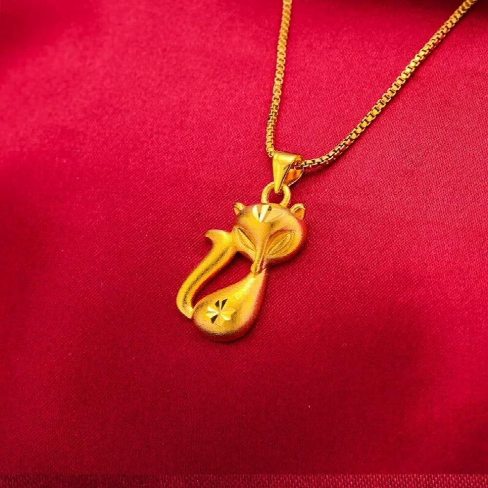 JS508 Fine Jewelry Woman Bride Birthday Wedding Gift Fox 24KT Ring+Bracelet+Necklace Jewelry Set