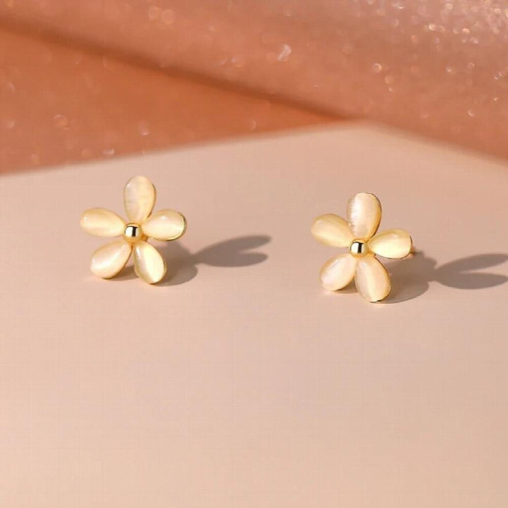 Real 925 Sterling Silver Zircon Flower Necklace-Earrings For Women Fine Jewelry Sets Plant Minimalist Accessories