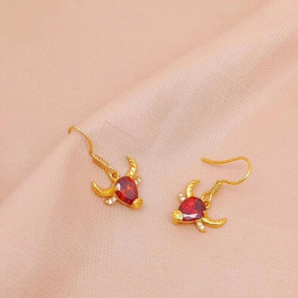 OMHXFC YM2469 European Woman Party Birthday Wedding Gift Cattle 24KT Pendant+EarringsBracelet Jewelry Set