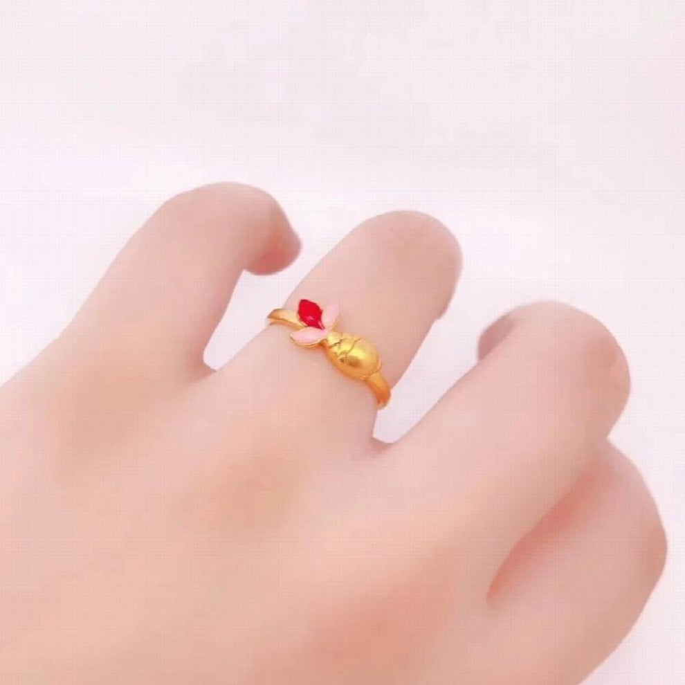 OMHXFC YM263 Fine Woman Party Birthday Wedding Gift Goldfish 24KT Ring Necklace+Ring+Bracelet Jewelry Set
