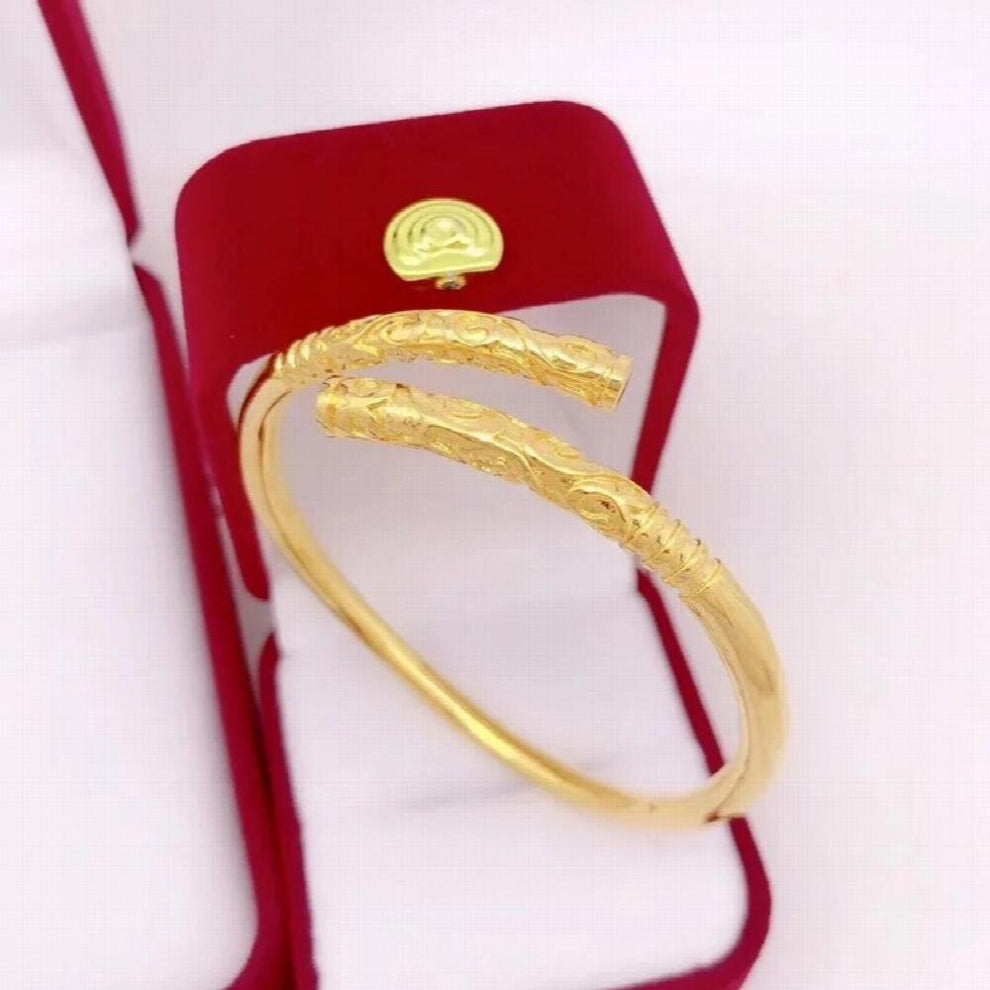 OMHXFC YM291 European Fine Woman Party Birthday Wedding Gift Vintage Open 24KT Ring+Bracelet Jewelry Set