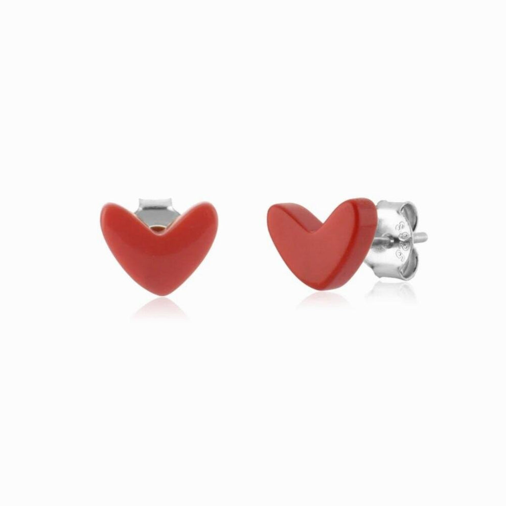 925 Sterling Silver Red Heart Love Stud Earring Drop Piercing Hoops Bracelet Choker Chain Necklace Jewelry Set Gift