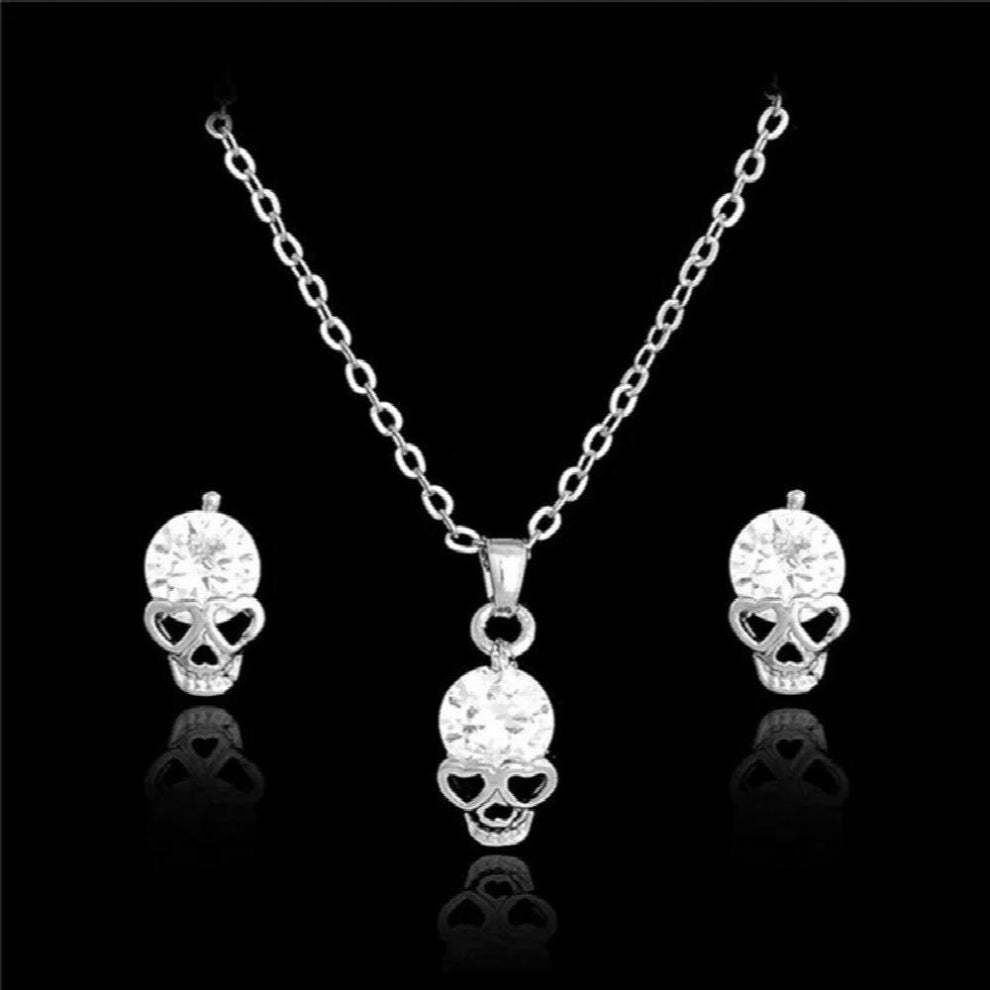 European Woman Girl Party Wedding Gift 925 Sterling Silver 18KT Stud Earrings+Necklace Jewelry Set JE14