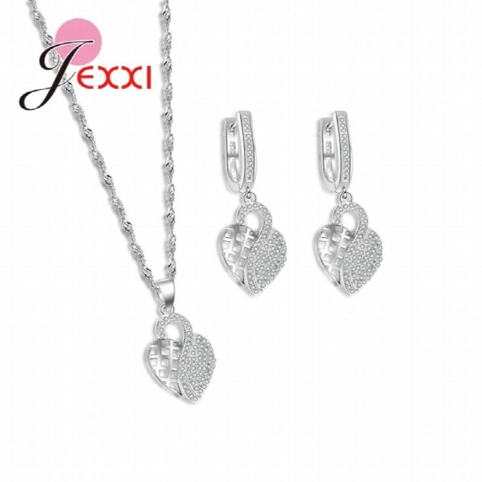 925 Sterling Silver Jewelry Sets Sliver Earrings-Pendant-Necklace For Women Banquet Party Accessories