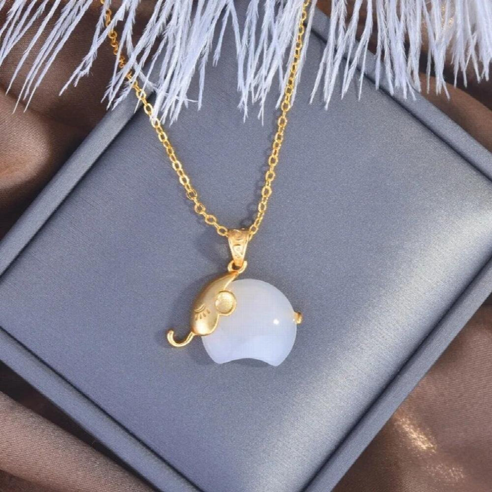 JE326 European Woman Girl Party Birthday Wedding Gift Elephant 24KT Bracelet+Pendant Jewelry Set