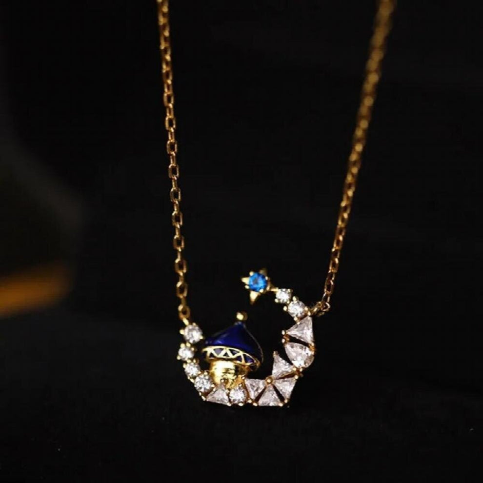 JE367 European Woman Girl Party Birthday Wedding Castle Zircon 18KT Necklace+Earrings Jewelry Set