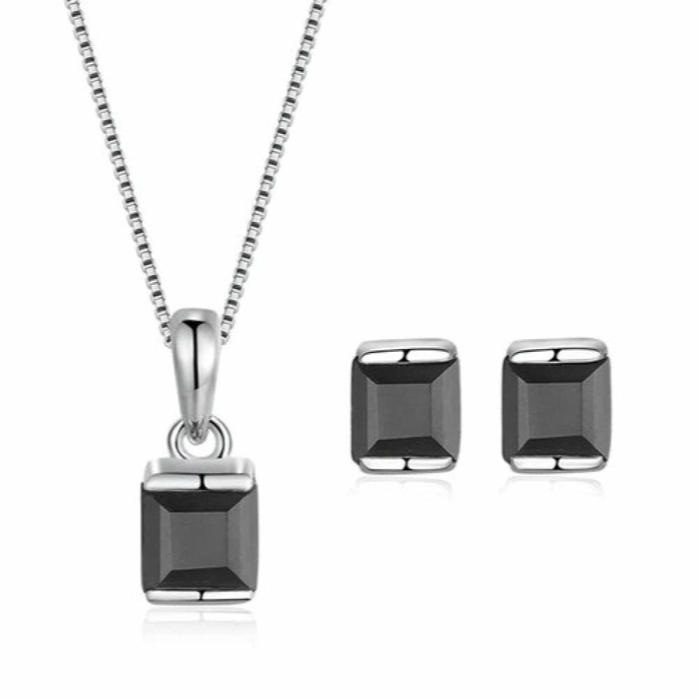 4x4mm 0.6ct Natural Chalcedony Jewelry Sets S925 Rings+Earrings+Necklace+Bracelet For Women Gift V008-B-1