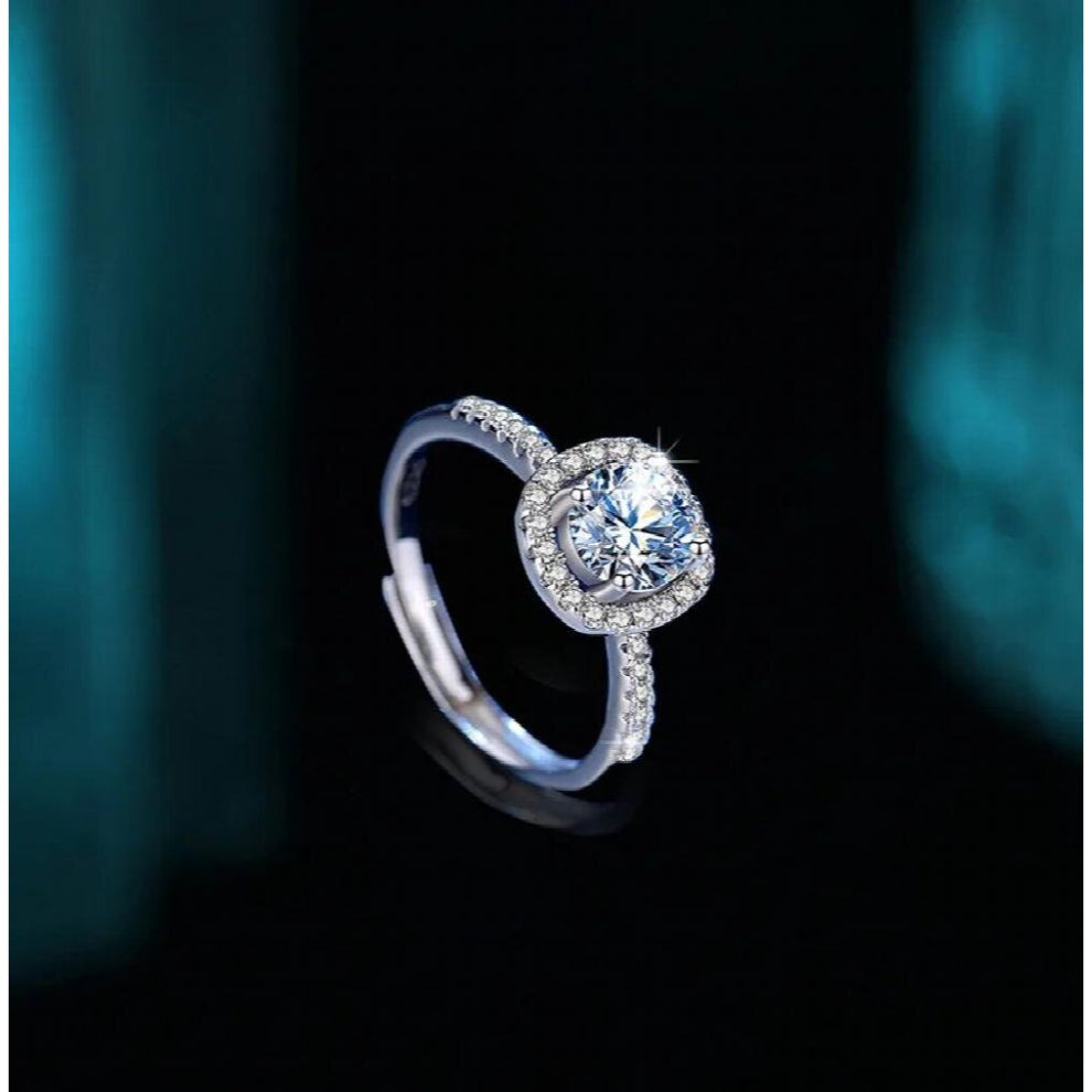 S925 Sterling Silver Real Moissanite Sets for Women D Moissanite Ring-Necklace-Earring Wedding Diamond Ring Jewelry Gift