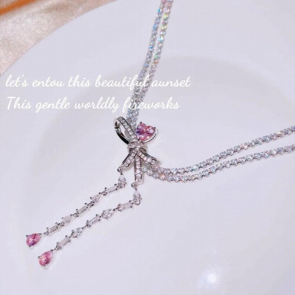 European Woman Bride Mother Party Birthday Wedding Gift Butterfly Tassel 18KT Necklace+Earrings Jewelry Set