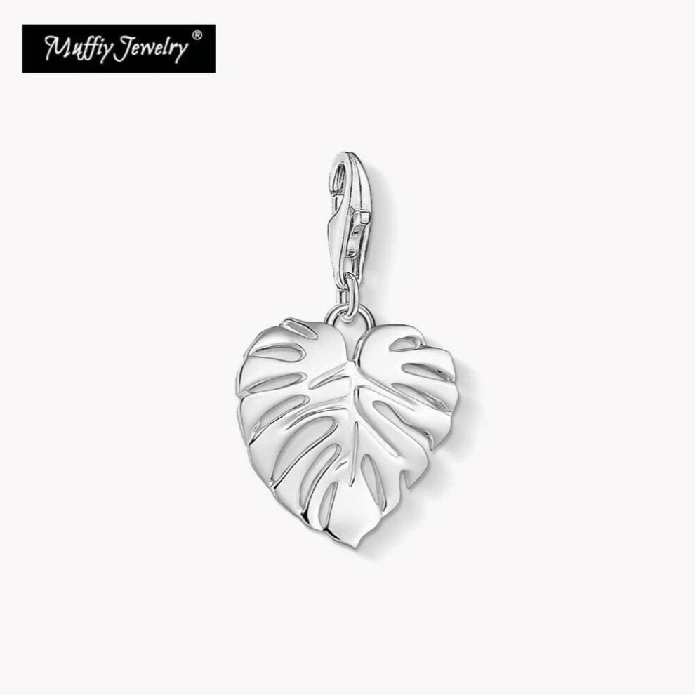 Monstera Leaf Charm Pendant Fit Bracelet Fine Jewelry Accessories DIY 925 Sterling Silver Jungle Collection For Women