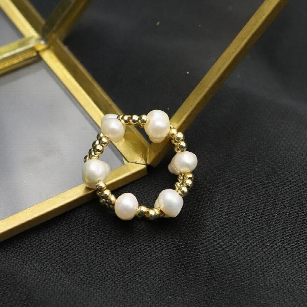 Entwined Natural Freshwater Pearls Woman Engagement Rings Fine Jewelry Gift Female Birthday GiftsGR0314