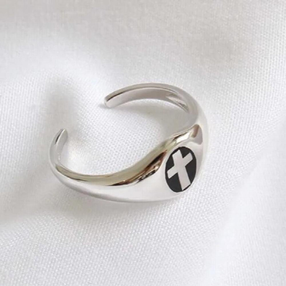 925 Sterling Silver Open Cross Ring Vintage Punk Biker Jewelry Christian Accessory Rings for Women