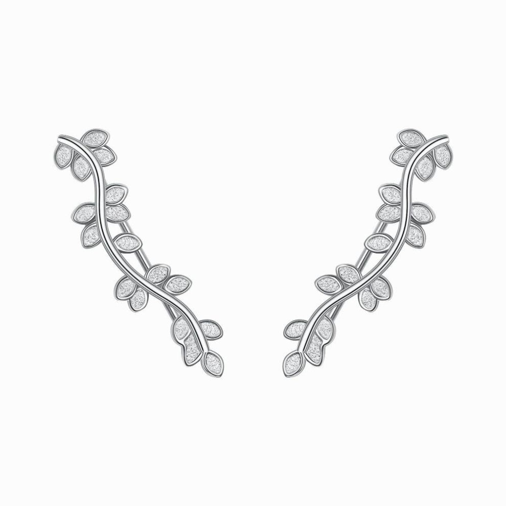 925 Sterling Silver Earrings For Women Leaf Ear Cuffs Crawler Party Jewelry Femme Kpop