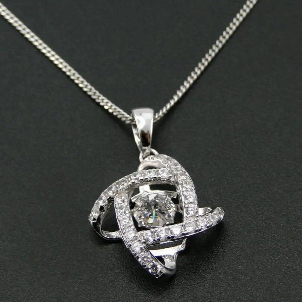 Hot Selling 925 Sterling Silver Dancing Diamond CZ Women Pendant Necklace For Engagement - Party - Birthday Gift